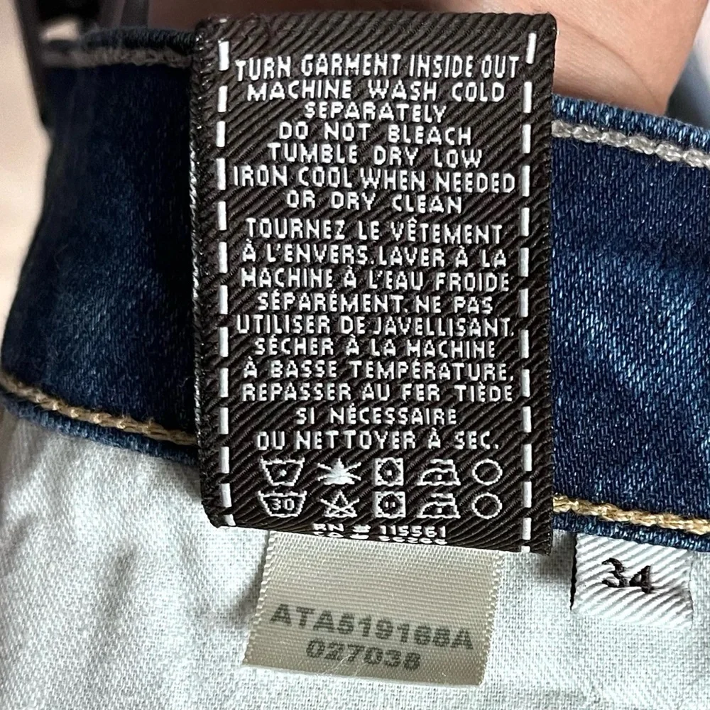 7FAM 7 For All Mankind Mens Standard Button Fly Jeans Straight Leg 34x31 Classic - Picture 12 of 16